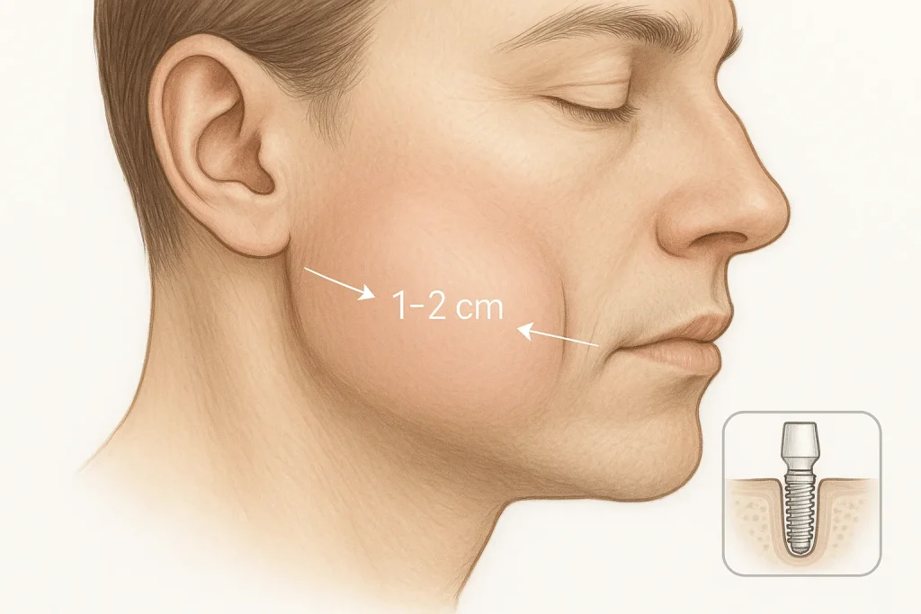 میزان تورم 1 تا 2 سانتی متری بعد از ایمپلنت