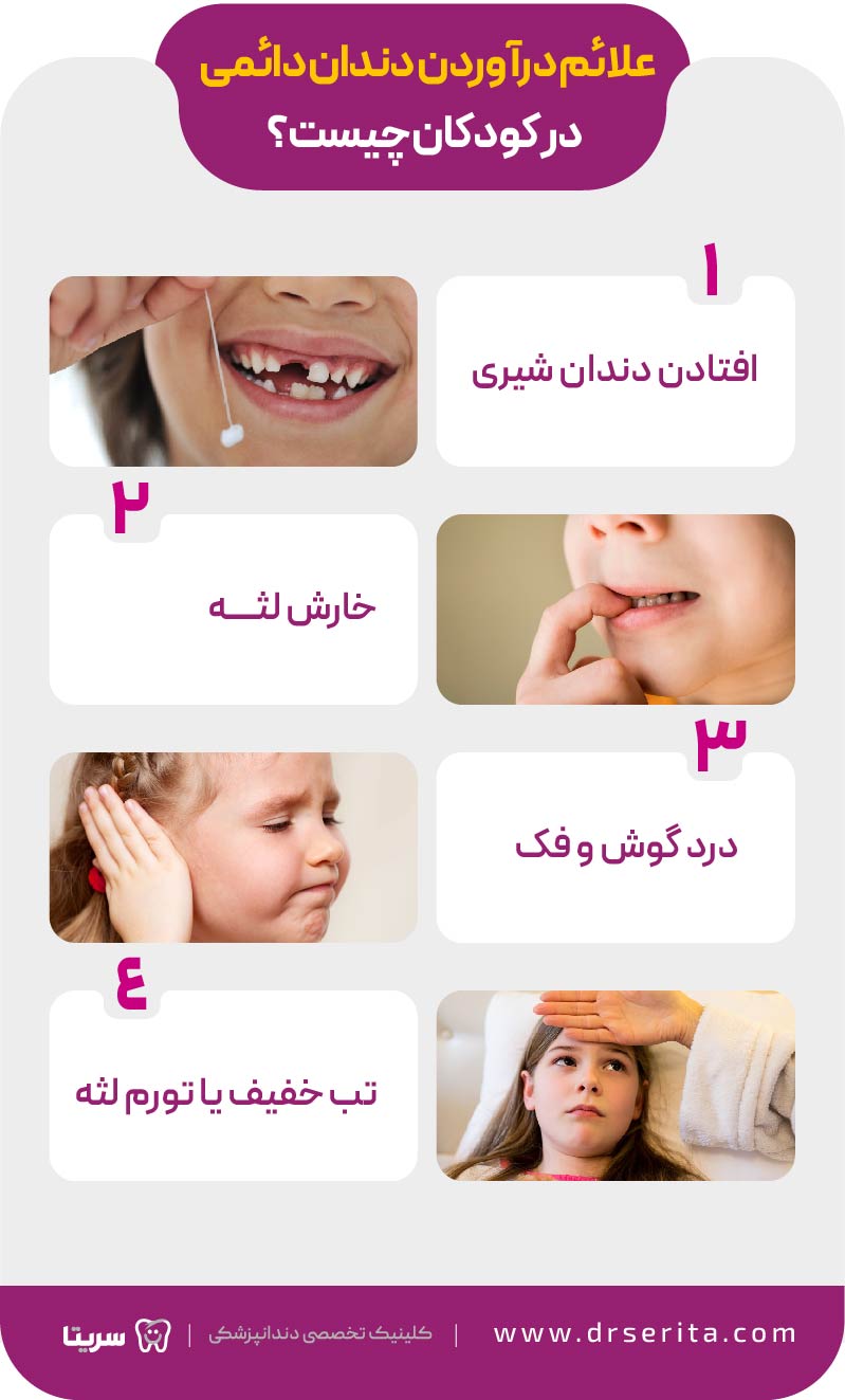 علائم درآوردن دندان دائمی در کودکان