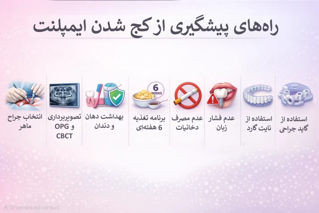 اینفوگرافیک راههای پیشگیری از کج شدن ایمپلنت