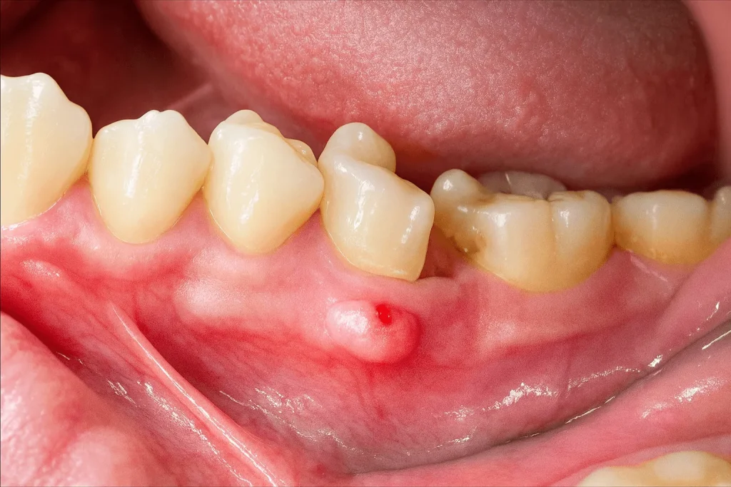 نمایی از آبسه اولیه بعد از ایمپلنت