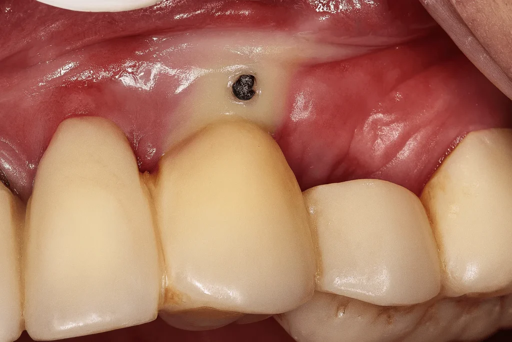 نمایی از آبسه چرکی بعد از ایمپلنت