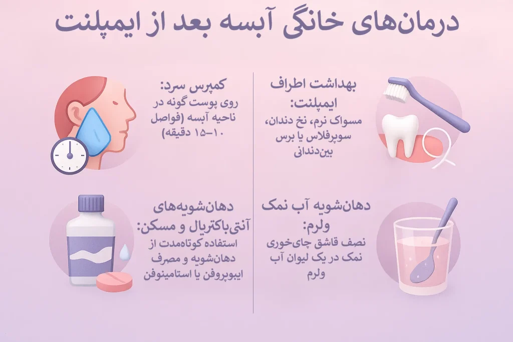اینفوگرافیک درمانهای خانگی آبسه بعد از ایمپلنت