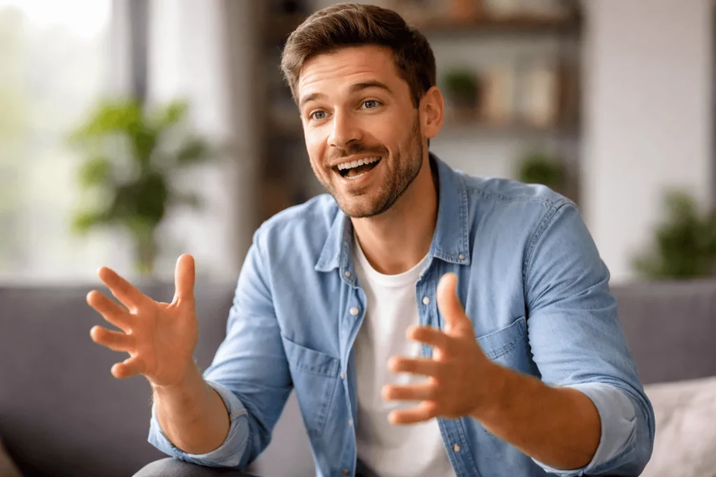 فردی در حال حرف زدن